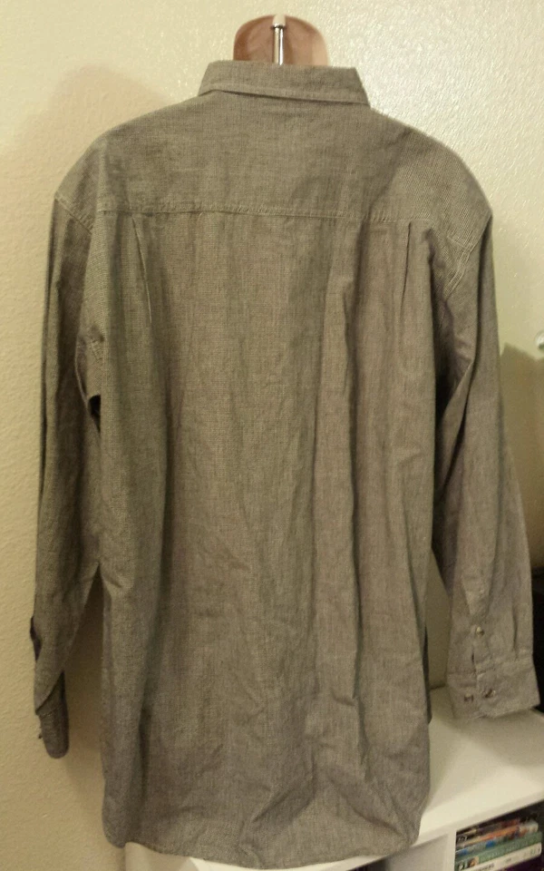 Ковбойский экстремальный серый большой черно-белый клетчатый кнопка спереди рубашка большой - Изображение 2 из 4