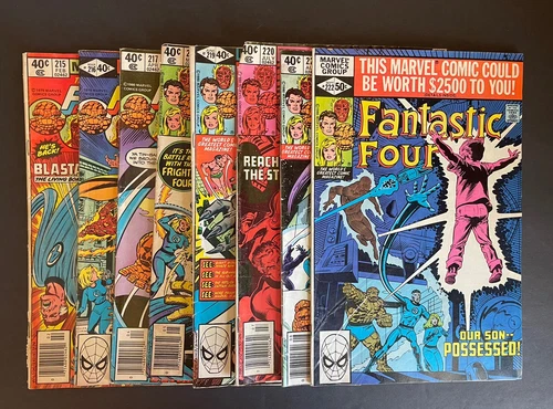 Marvel Comics FANTASTIC FOUR vintage comic book lot issues #215-222
