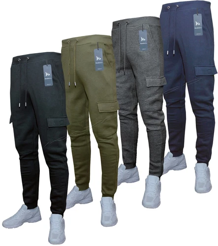 Mens Slim Fit Jogging Bottoms Cargo Combat Skinny Track Sweat Pants by Beebizco
