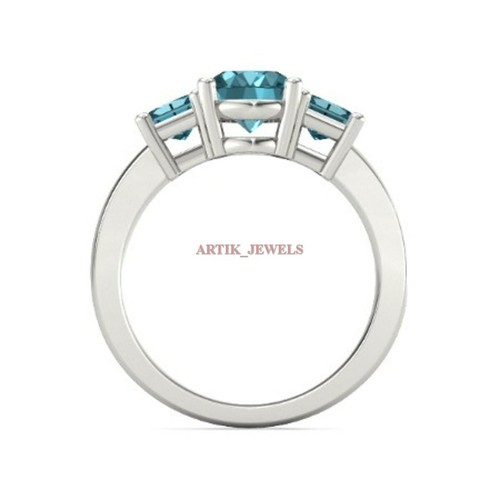 Natural London Blue Topaz Gemstone with 925 Sterling Silver Women's Ring #3969 - Picture 7 of 10