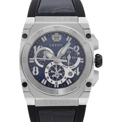 Savoy Midway 41mm Steel Chronograph Blue Dial Mens Quartz Watch