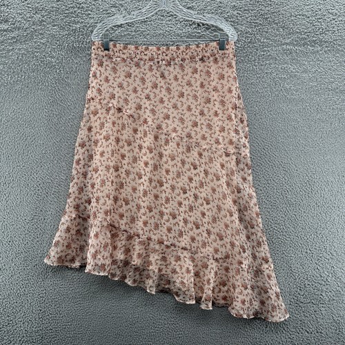Lauren Ralph Lauren Skirt Womens 10 Pink Floral Asymmetric Lined Boho Skirt - Picture 8 of 10
