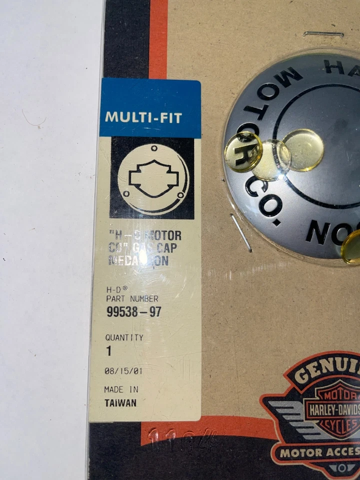 Harley-Davidson 99538-97 H-D Motor Co. Tapa Gas Medallion Multi-Fit Nuevo de Lote Antiguo Foto 4 de 4