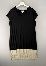 Chico’s Women’s Sz XL Black Beige Colorblock Shift Dress Short Sleeve Casual
