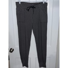 Betabrand Womens XL Long Geometric Print Jogger Pants Black White Elastic Waist