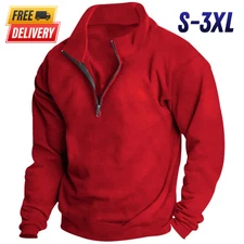 New Men's Fleece Stand-Up Collar Half Zipper Soft Comfortable Sweatshirt Gift