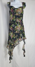 Forever 21 Black Floral Asymmetrical Ruffle Dress XS Fairycore Cottagecore