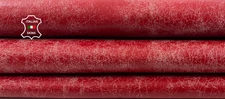 BRIC RED CRACKED VINTAGE LOOK ROUGH Goatskin Goat Leather hide 5+sqf 0.8mm C6618