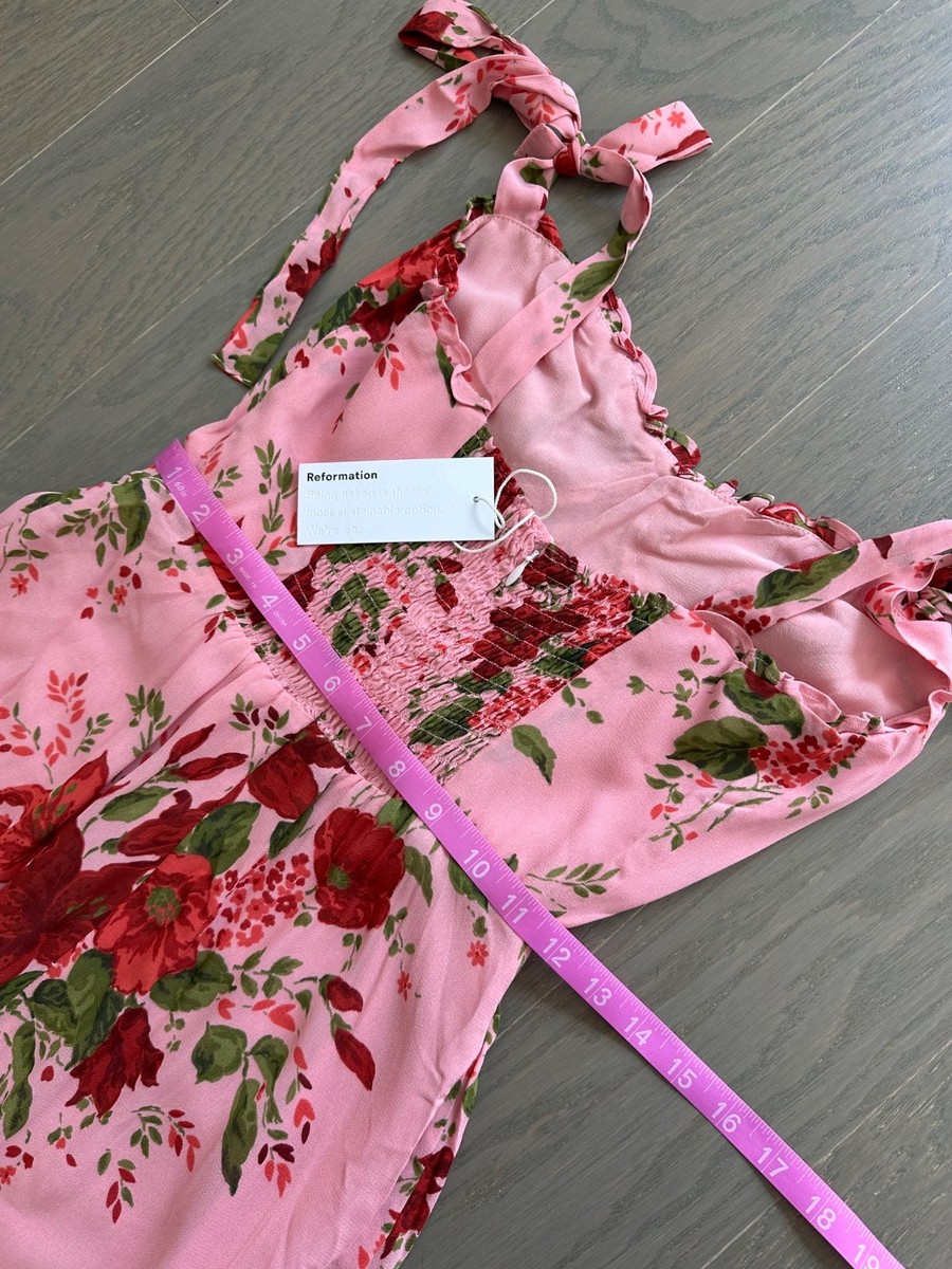 Reformation Jasen Pink Floral Ruffle Tie Maxi Dress Valera - with tags - Size 2 | eBay Reformation Jasen Pink Floral Ruffle Tie Maxi Dress Valera - with tags - Size 2 | eBay