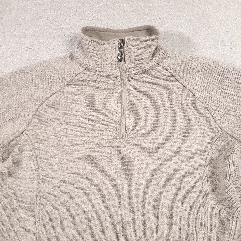 Polar King 女式中号米色全拉链模拟领针织户外口袋 — 第 3/4 张图片