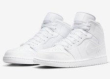 Nike Air Jordan 1 Mid Triple White 554724-136 Men  s Shoes NEW
