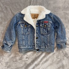 Vintage 90s Wrangler Snap Button Fleece Lined Jean Jacket Kids Small