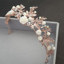 Crystal Tiara Gold Wedding Crown Baroque Rhinestone Bride Hair Crown HeadbaY-y-