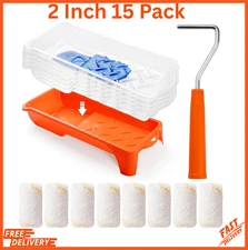 Paint Roller Kit 2 Inch 15 Pack Small Paint Roller Kit Microfiber Roller Covers