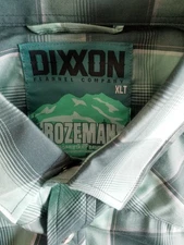 Dixxon Flannel Bozeman XLT Green White Plaid Pearl Snap Long Sleeve Bamboo Shirt