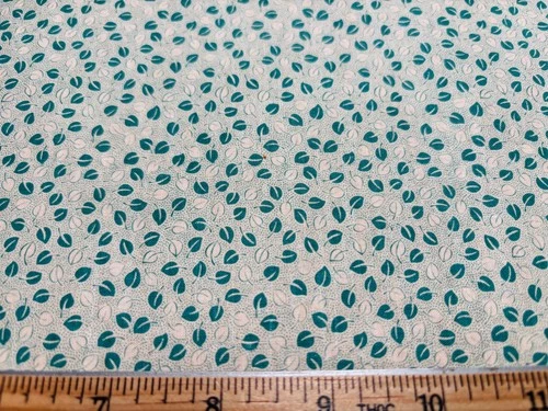Antique Vintage Cotton Fabric 1930s Little Green Leaves 9"w 62"L