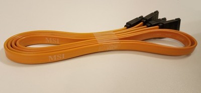 2xMSI SATA KABEL 60cm ORANGE SERIAL ATA STECKER GERADE FLACHKABEL SDD DATENKABEL