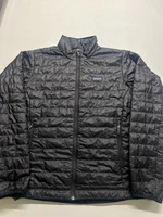 Patagonia Nano Puff Jacket Black Full Zip Quilted Mockneck Outdoor Men Sz Medium