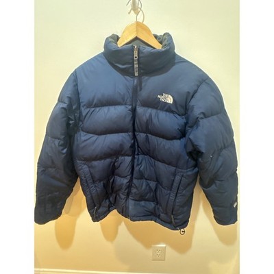 The North Face Mens 550 Down Puffer Jacket Navy Blue Full Zip Size Medium
