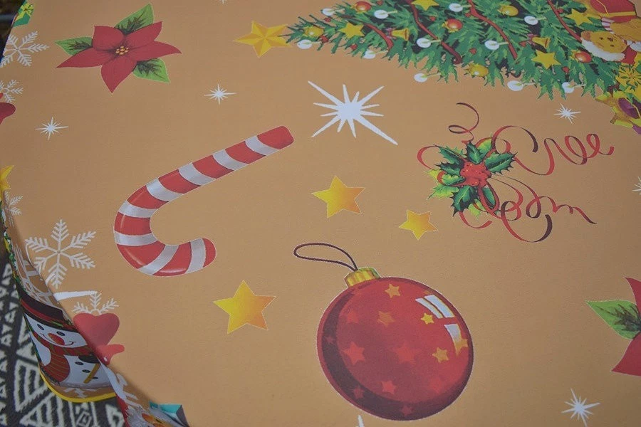 Tischdecke Provence 180 cm rund in gold Weihnachten aus Frankreich bügelfrei - Bild 3 von 4