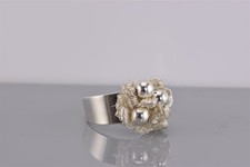 Sterling Silver Wrapped Coil Spring Beaded Balls Open Back Band Ring 925 Sz: 7