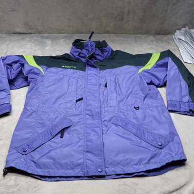 Columbia Jacket Womens Large Blue Rain Wind Outdoor Parka 3in1 Shell 90s VTG
