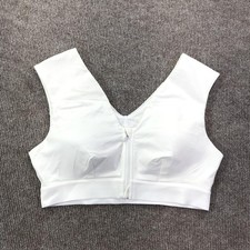 Tommie Copper Shoulder Support Bra Womens Large White Front Zip Copper Znergy
