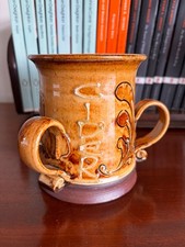 Vintage Wymouth Studio Pottery signed Len Stockley  3 Handled Cider Mug READ