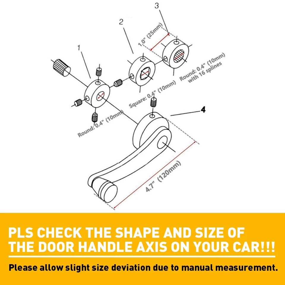 Manivela de manivela de puerta de aluminio cromado universal para automóvil bobinadora de ventana manual Foto 4 de 4