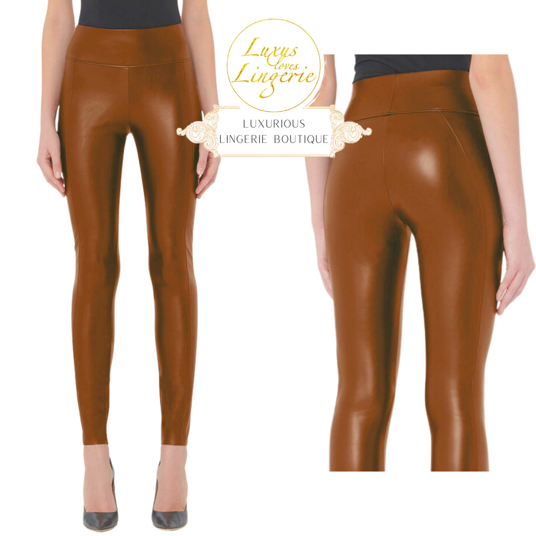 Edie Shaping Leggings By Wolford 38 Autumn Leaf Braun Vegan Imitation Leather