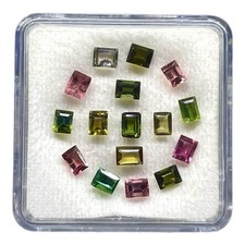 16 Pcs Natural Multi Tourmaline 4-4.5mm Baguette Cut Loose Untreated Gemstones