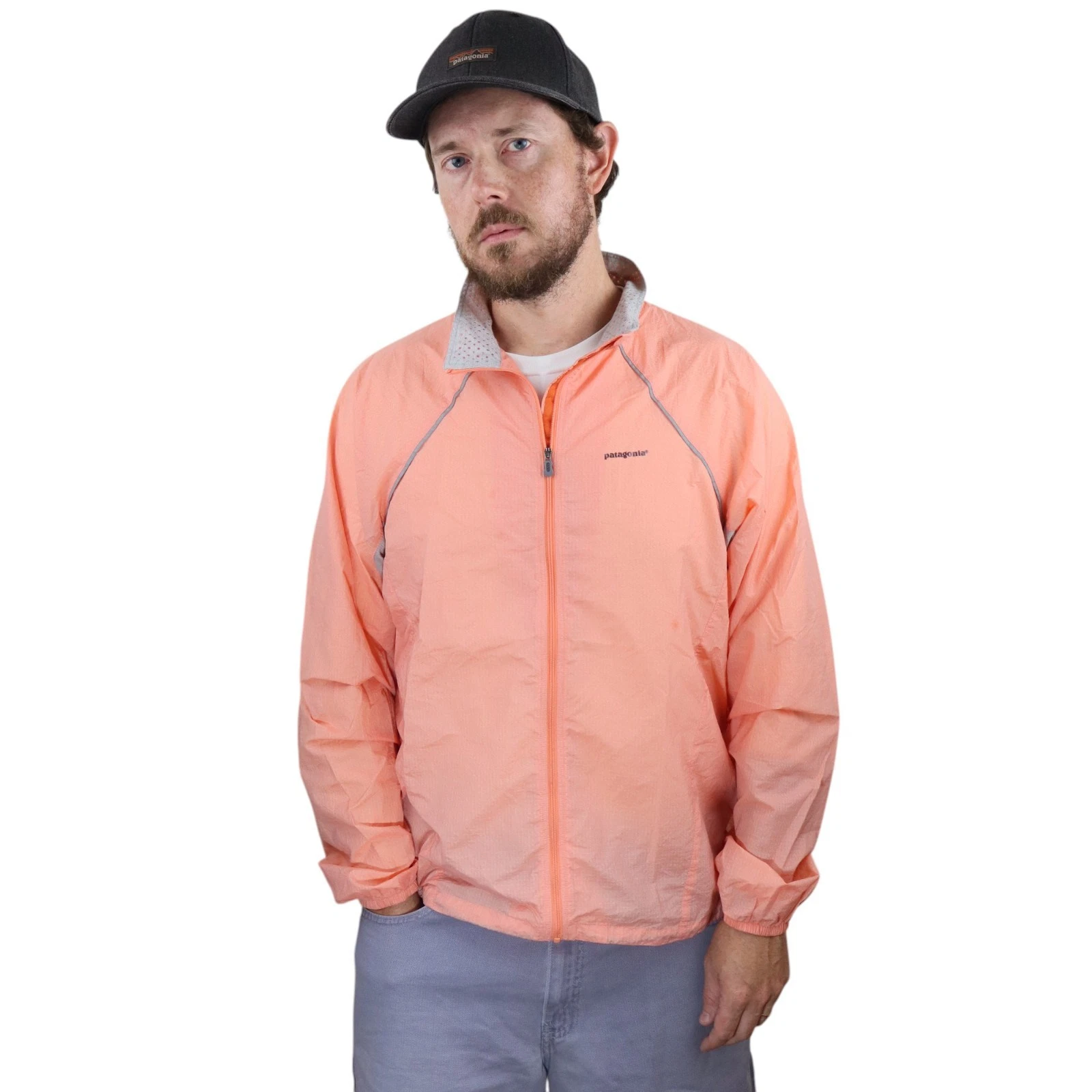 Vtg Patagonia Rain Windbreaker Jacket Mens L Storm Racer Pink Lightweight Coat