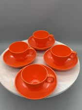 Vintage Boonton Ware Tea Cup & Plate Set of 4 Melamine Somerset USA 6305 & 6206