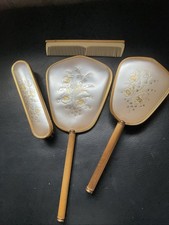 Vintage Dressing Table Set, Mirror, Clothes Brush, Hair Brush, Comb. Gold Tone
