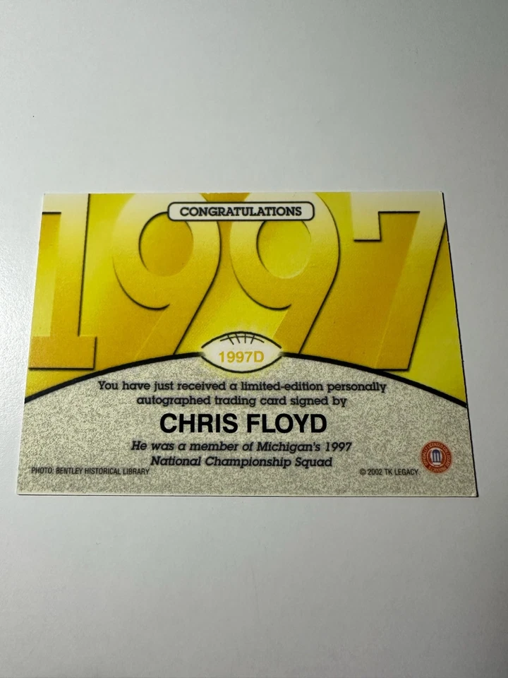 2002 TK Legacy Chris Floyd 1997 National Champion Auto Hail Victors SP - Image 2 of 2