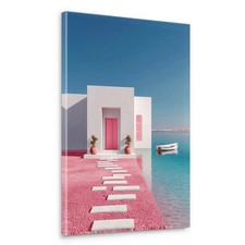Architektur Meer Leinwand Bild Wandbild Modern Rosa Haus Boot Wohnzimmer