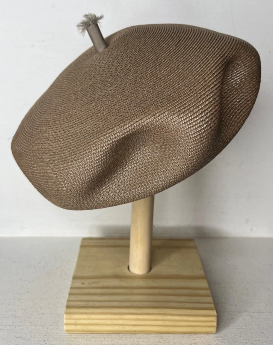 Vintage Sally Brenner New York Hand Sewn Faux Shell Beret Hat Color Brown Beret Original Vintage Hats for Women for sale | eBay main image 4