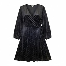 Nine West Women’s Black Velvet Long Sleeve Dress XXL New With Tags Elegant Soft