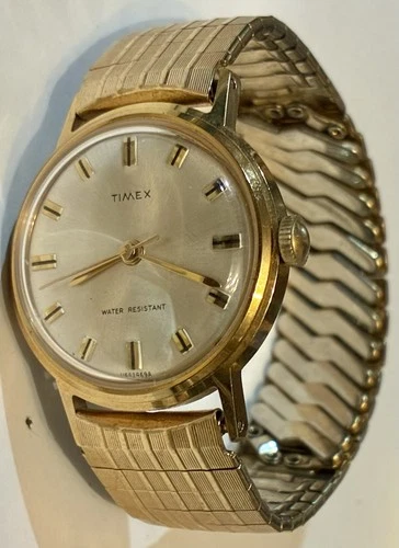 Timex Mens Vintage Gold Tone Running Mechanical Watch