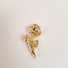 Goldtone Rose Lapel Pin Brooch Flower 1.75"