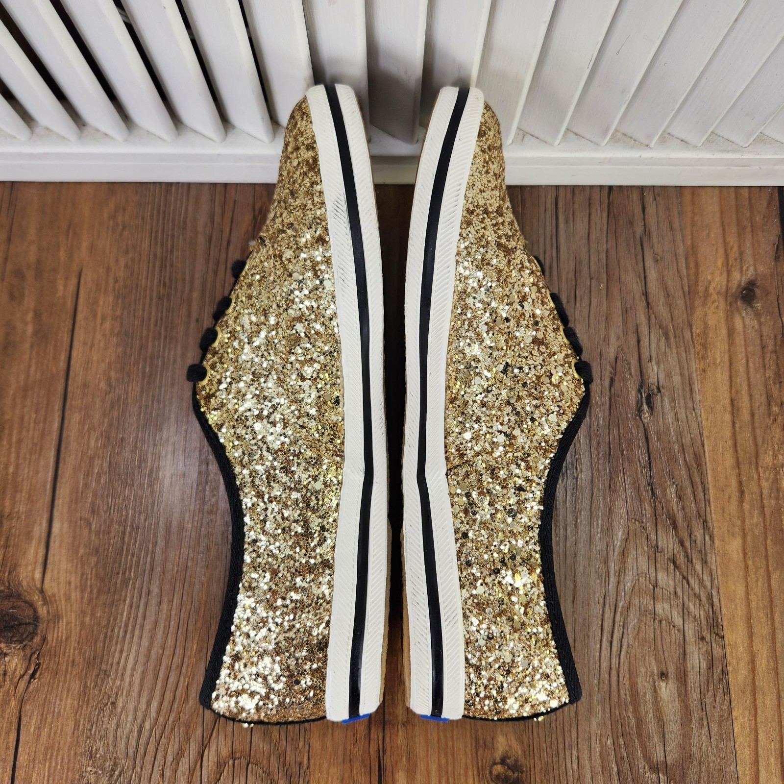Keds Kate Spade New York Glitter Womens Sz 6 M Gold Sparkle Lace Up Tennis Shoes thumbnail 7