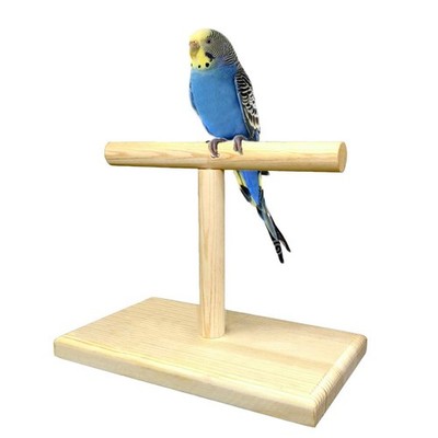 LINSHRY Bird Training Stand, Portable 7.9''L *4.7''W *6''H, wooden bird perch