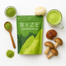 Ryze Organic Mushroom Matcha - 30 Servings, 6.34 Oz, Exp 07/2026