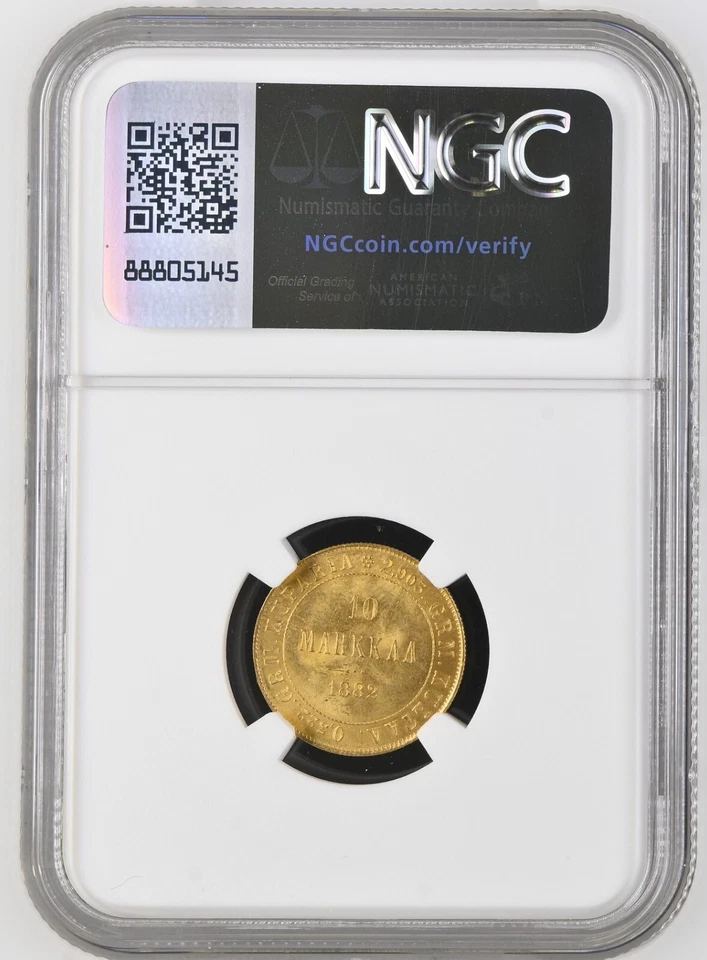 MS63 NGC Verified 1882 Finnish Gold Coin 10 Markka - Image 2 of 2