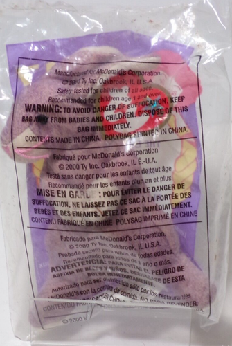 2000 McDonalds Teenie Beanie Baby Springy il coniglietto lavanda mai aperto - Foto 2 di 2