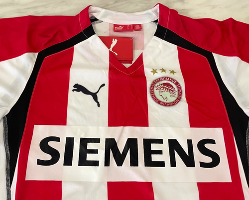 Puma FC Olympiacos Home Vintage TShirt Football Red Jersey Siemens Soccer L - Picture 2 of 9