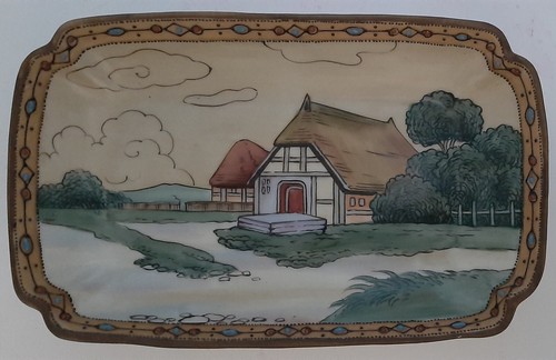 Rare Nippon Country Cottage Hand Painted Rectangular Dish - Picture 3 of 9