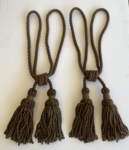 LUXURY High End Curtain Drape Drapery Tie Backs Tassel 22" Pair of 2 Brown Multi - Bild 3 von 10