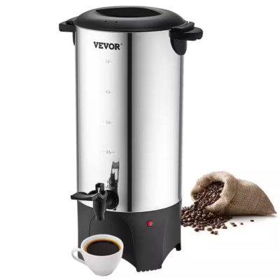 Commercial Coffee Urn 50 Cups Stainless Steel Large Coffee Dispenser 1000W/110V 