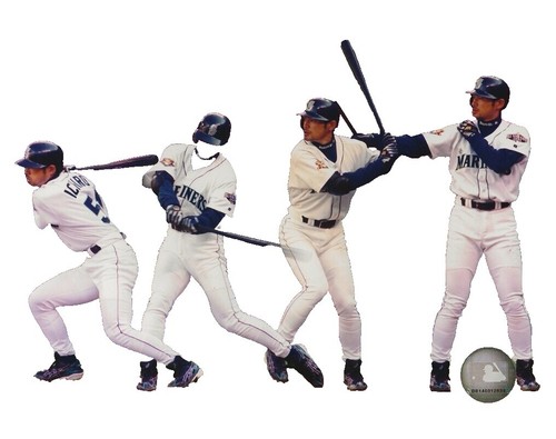 BI847 Ichiro Suzuki Seahawks looks for the ball 8x10 11x14 16x20